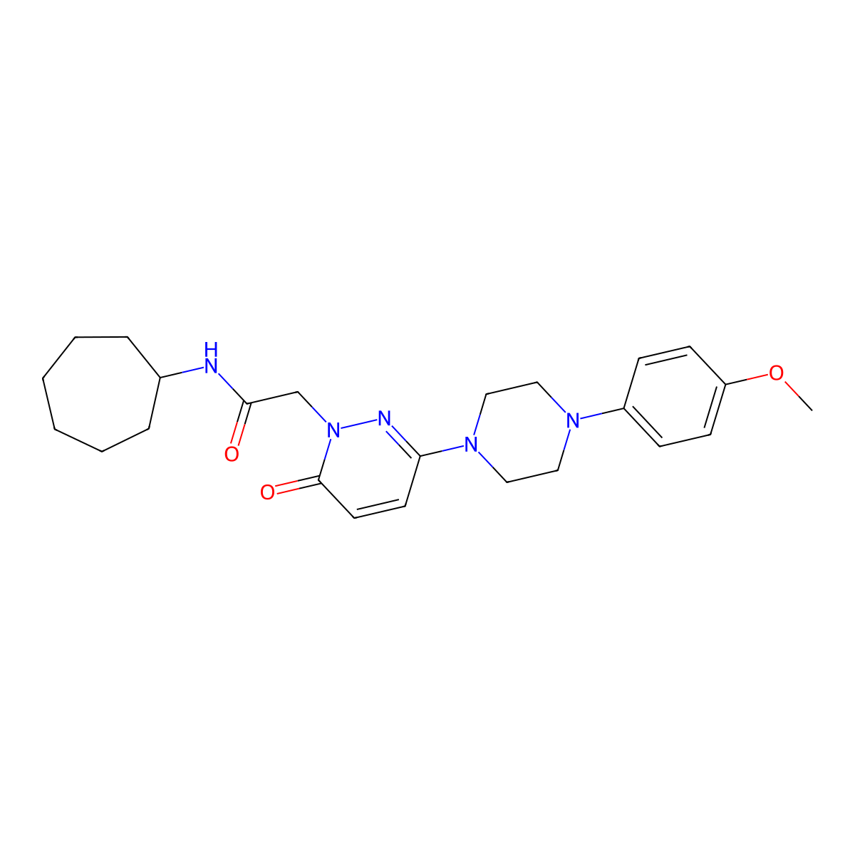 N-cycloheptyl-2-(3-(4-(4-methoxyphenyl)piperazin-1-yl)-6-oxopyridazin-1(6H)-yl)acetamide molecular structure, CAS 1282095-35-5