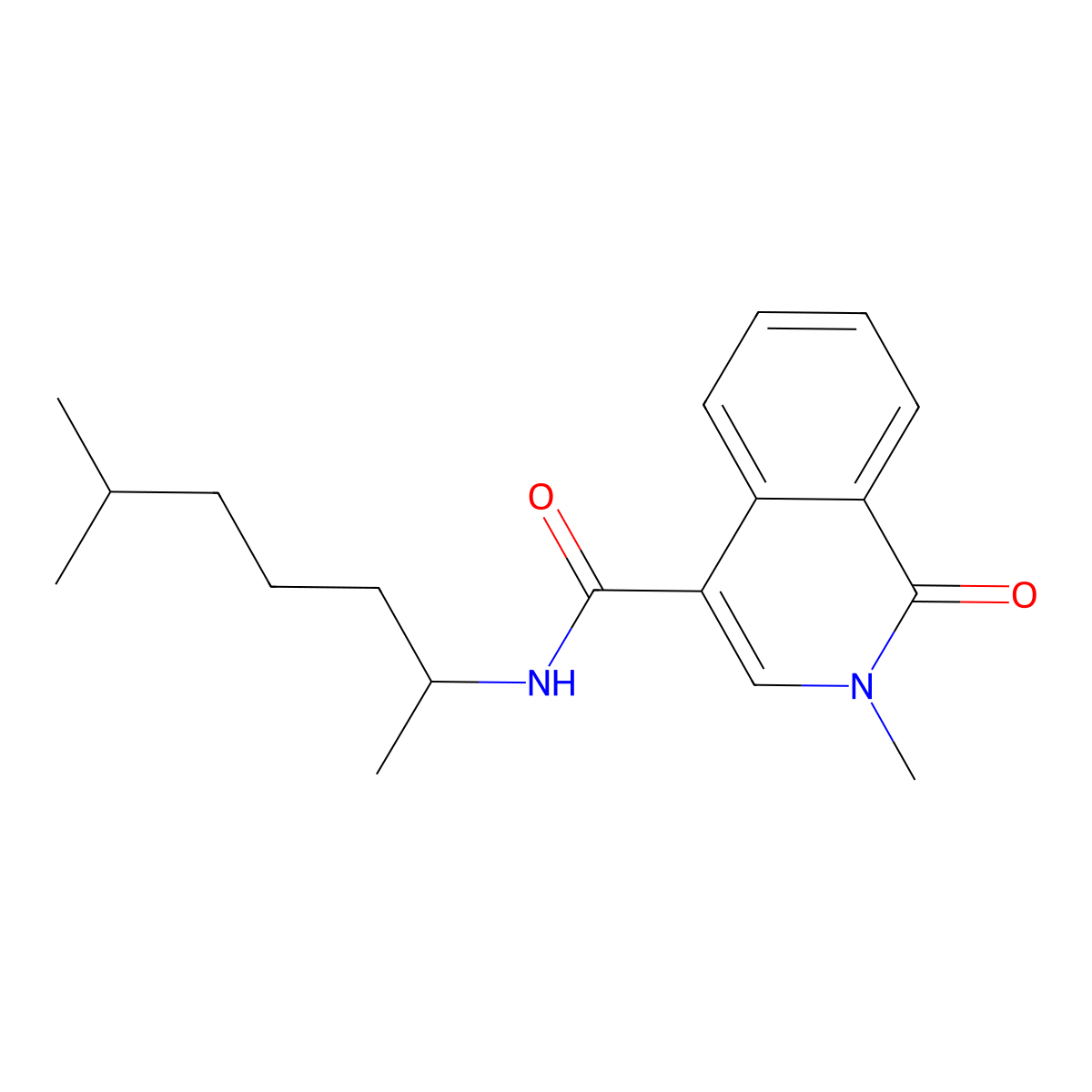 2-methyl-N-(6-methylheptan-2-yl)-1-oxo-1,2-dihydroisoquinoline-4-carboxamide molecular structure, CAS 1282095-38-8