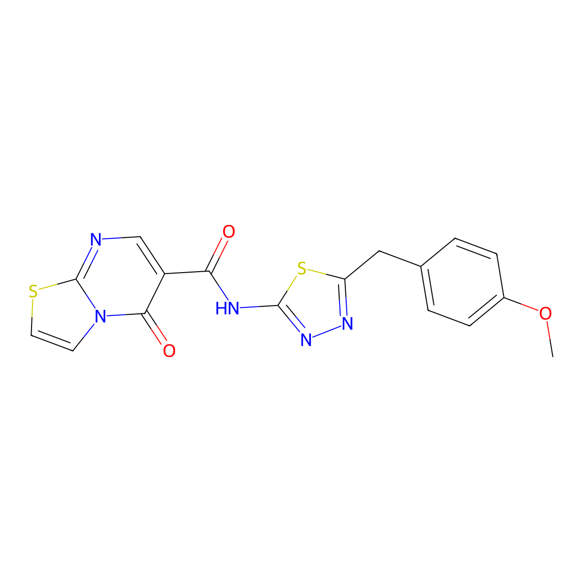 N-[(2Z)-5-(4-methoxybenzyl)-1,3,4-thiadiazol-2(3H)-ylidene]-5-oxo-5H-[1,3]thiazolo[3,2-a]pyrimidine-6-carboxamide molecular structure, CAS 1282095-40-2
