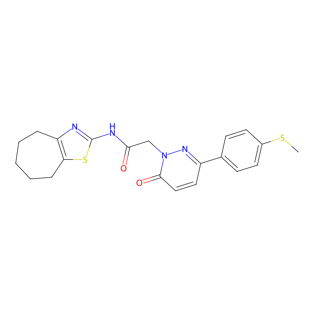 N-[(2Z)-3,4,5,6,7,8-hexahydro-2H-cyclohepta[d][1,3]thiazol-2-ylidene]-2-{3-[4-(methylsulfanyl)phenyl]-6-oxopyridazin-1(6H)-yl}acetamide molecular structure, CAS 1282095-57-1