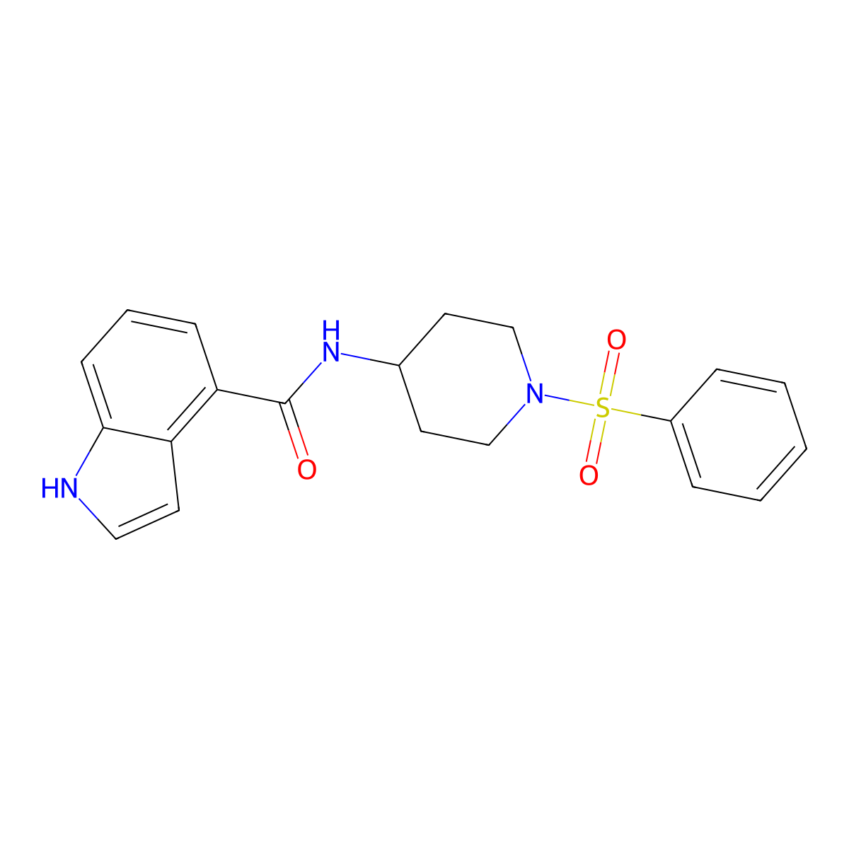 N-(1-(phenylsulfonyl)piperidin-4-yl)-1H-indole-4-carboxamide molecular structure, CAS 1282095-64-0