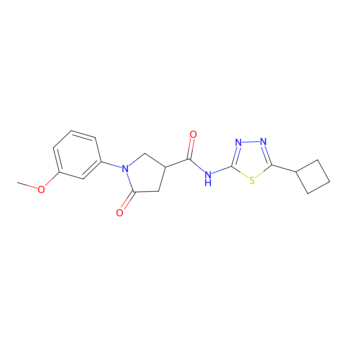 N-(5-cyclobutyl-1,3,4-thiadiazol-2-yl)-1-(3-methoxyphenyl)-5-oxopyrrolidine-3-carboxamide molecular structure, CAS 1282095-65-1