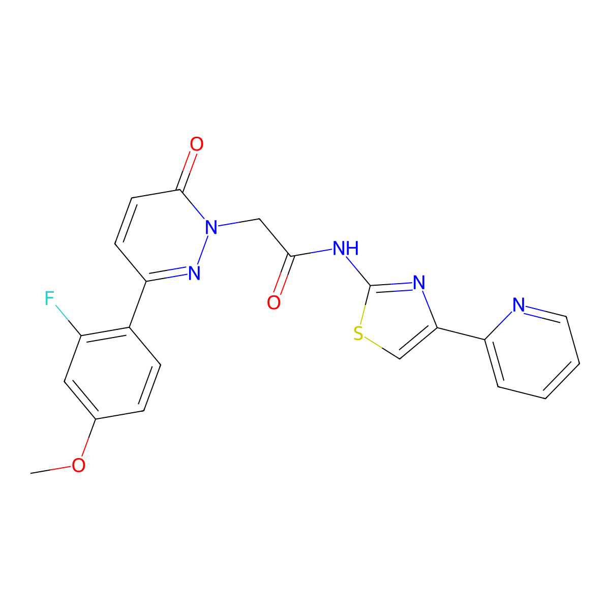 2-[3-(2-fluoro-4-methoxyphenyl)-6-oxopyridazin-1(6H)-yl]-N-[(2Z)-4-(pyridin-2-yl)-1,3-thiazol-2(3H)-ylidene]acetamide molecular structure, CAS 1282095-71-9