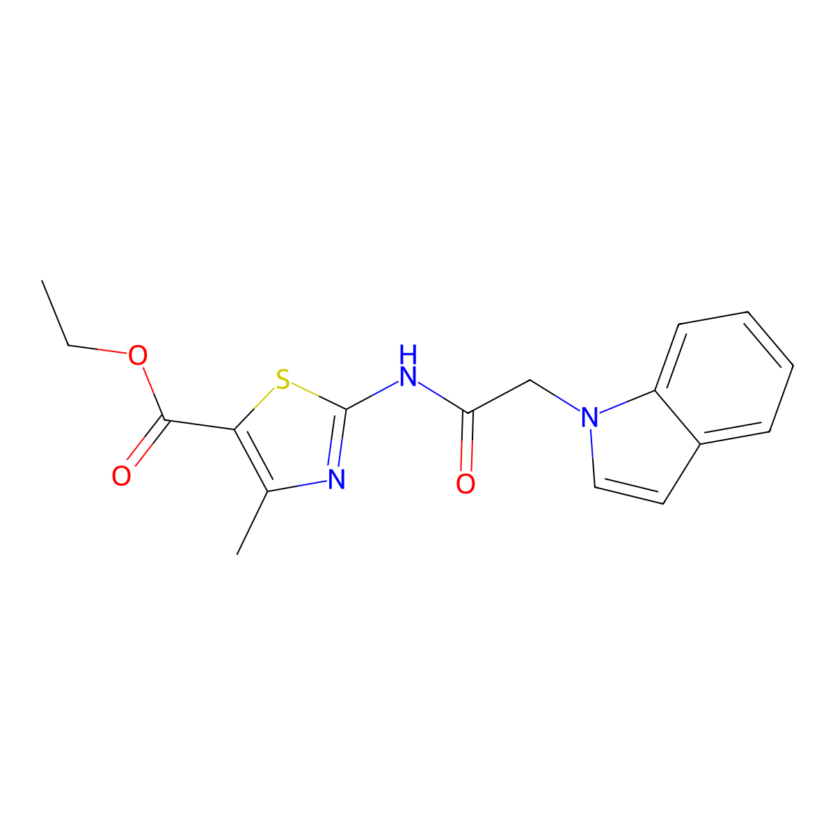 ethyl 2-[(1H-indol-1-ylacetyl)amino]-4-methyl-1,3-thiazole-5-carboxylate molecular structure, CAS 1282095-79-7