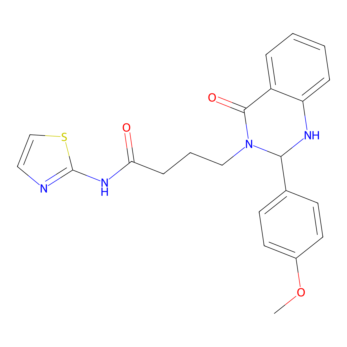 4-[2-(4-methoxyphenyl)-4-oxo-1,4-dihydroquinazolin-3(2H)-yl]-N-(1,3-thiazol-2-yl)butanamide molecular structure, CAS 1282095-90-2