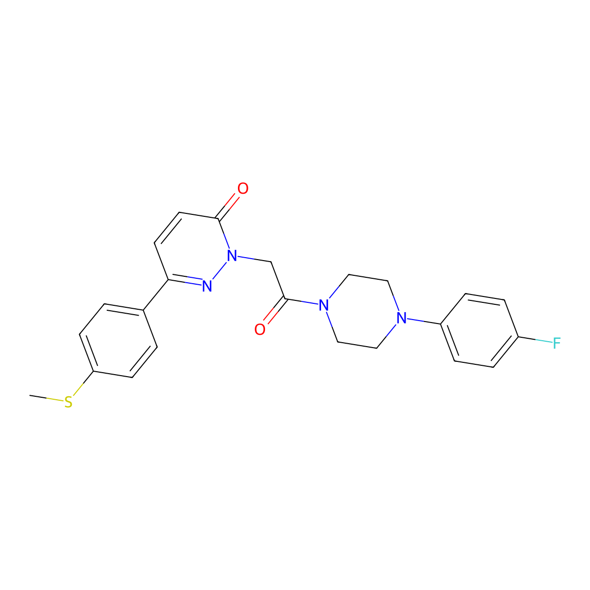 2-{2-[4-(4-fluorophenyl)piperazino]-2-oxoethyl}-6-[4-(methylsulfanyl)phenyl]-3(2H)-pyridazinone molecular structure, CAS 1282095-93-5