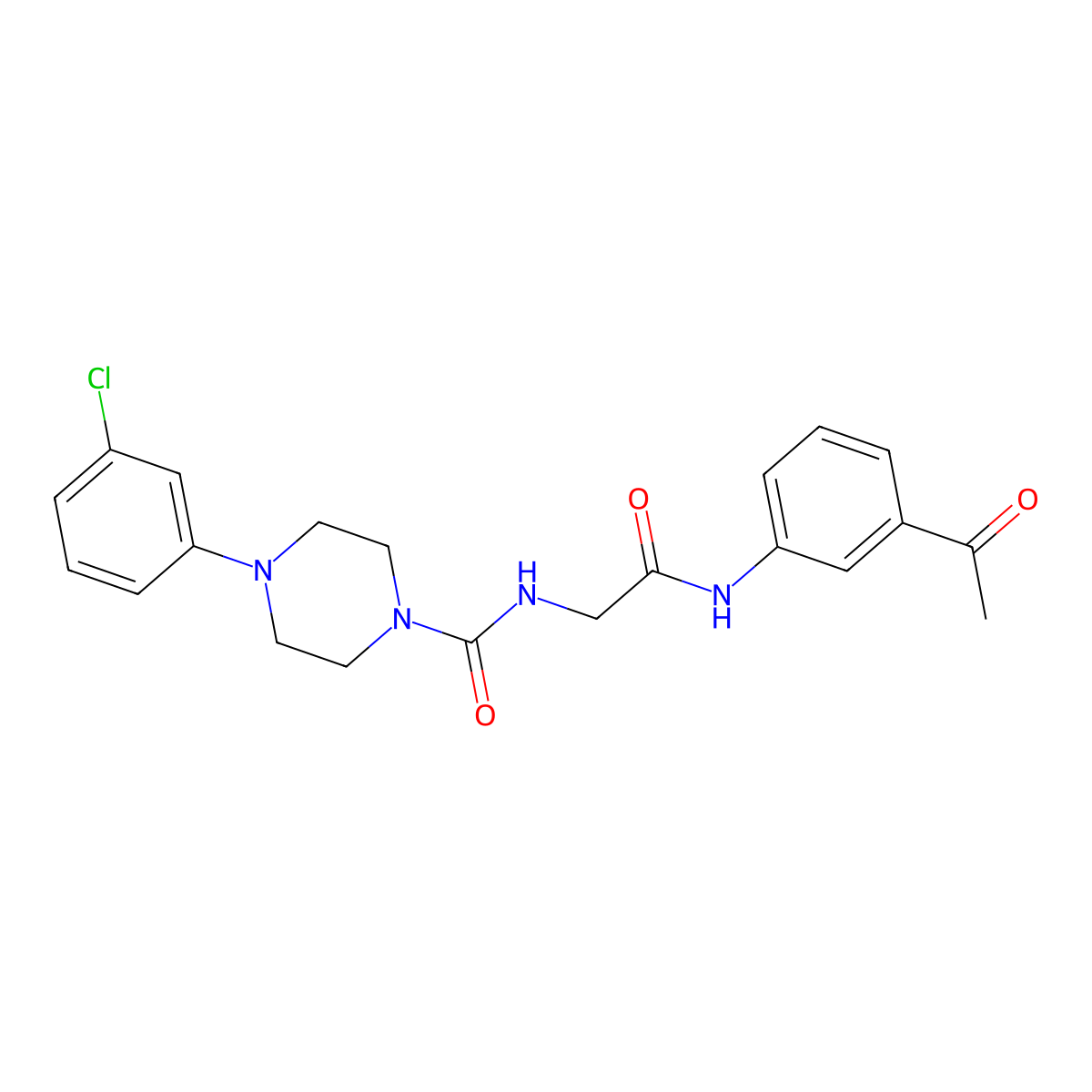 N-(2-((3-acetylphenyl)amino)-2-oxoethyl)-4-(3-chlorophenyl)piperazine-1-carboxamide molecular structure, CAS 1282095-98-0