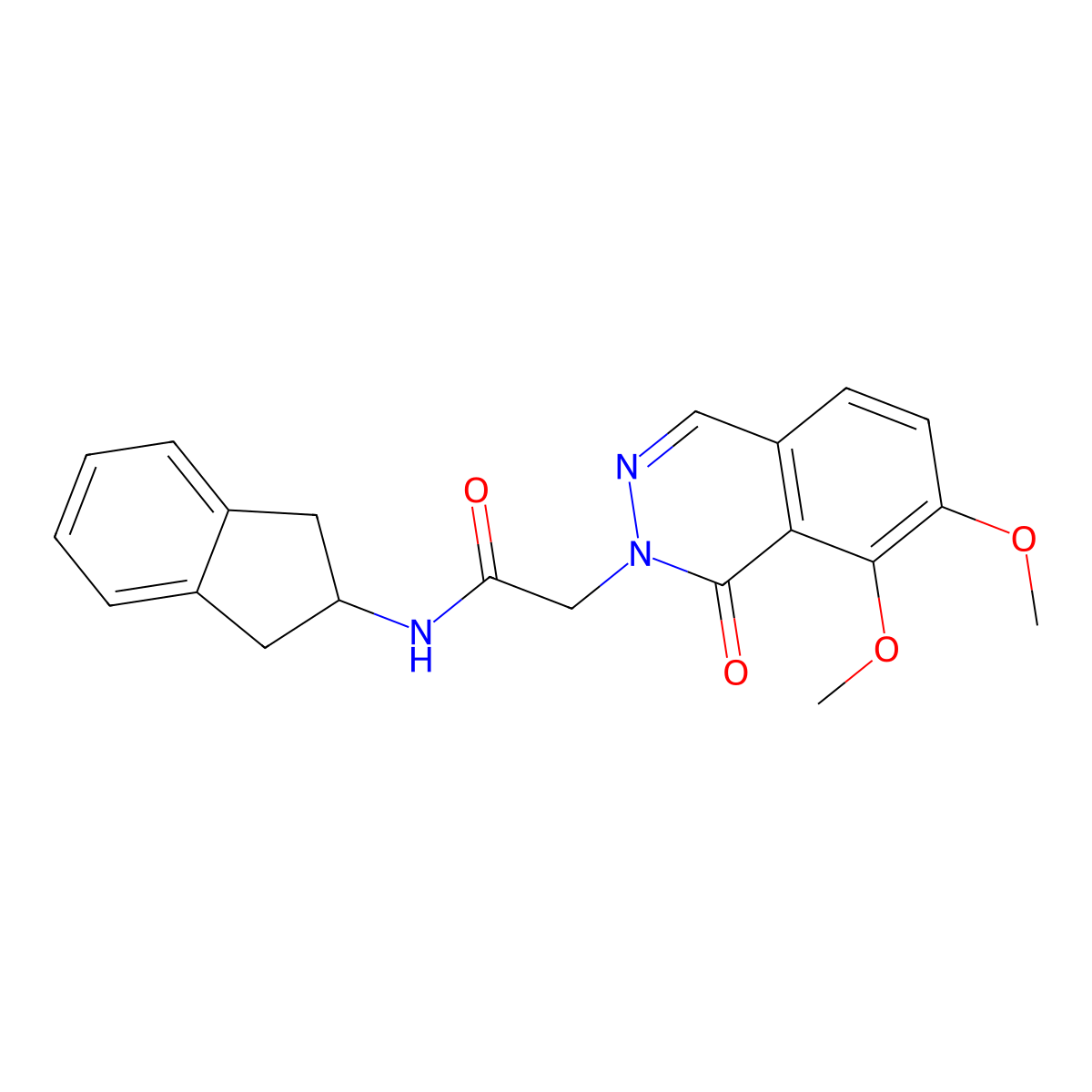 N-(2,3-dihydro-1H-inden-2-yl)-2-(7,8-dimethoxy-1-oxophthalazin-2(1H)-yl)acetamide molecular structure, CAS 1282096-30-3