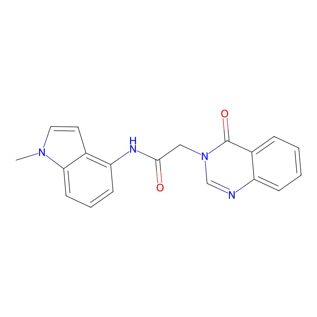 N-(1-methyl-1H-indol-4-yl)-2-(4-oxoquinazolin-3(4H)-yl)acetamide molecular structure, CAS 1282096-37-0