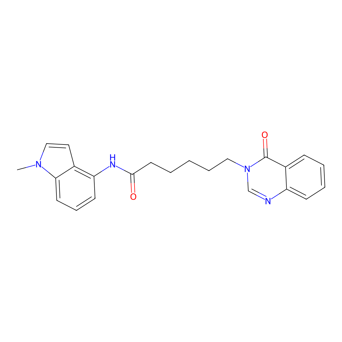 N-(1-methyl-1H-indol-4-yl)-6-(4-oxoquinazolin-3(4H)-yl)hexanamide molecular structure, CAS 1282096-48-3