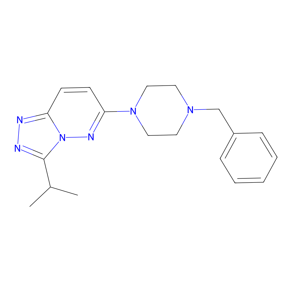 6-(4-Benzylpiperazin-1-yl)-3-(propan-2-yl)[1,2,4]triazolo[4,3-b]pyridazine molecular structure, CAS 1282096-51-8