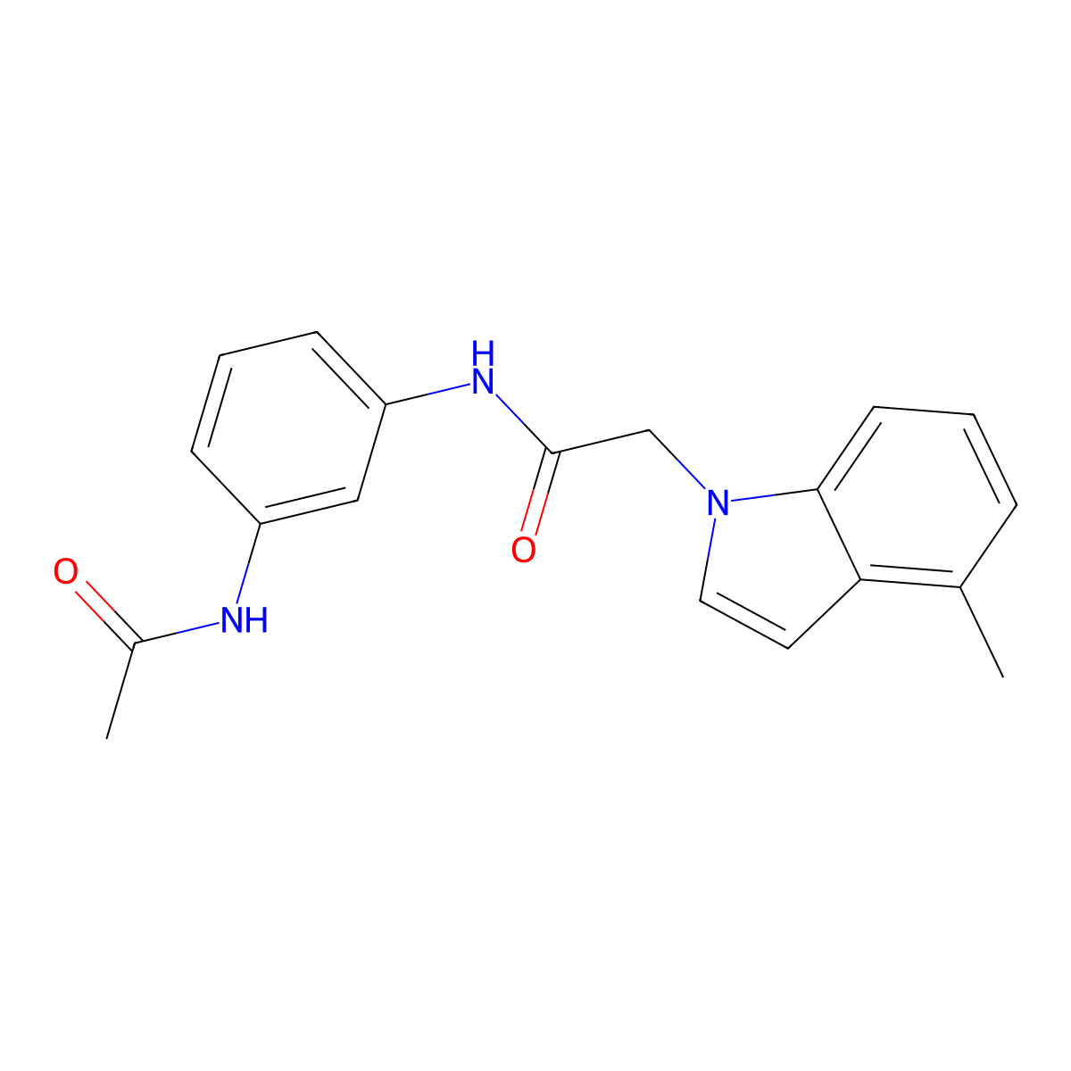 N-[3-(acetylamino)phenyl]-2-(4-methyl-1H-indol-1-yl)acetamide molecular structure, CAS 1282096-83-6