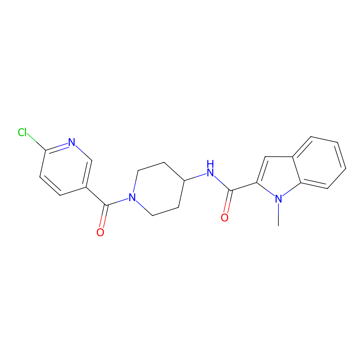 N-{1-[(6-chloropyridin-3-yl)carbonyl]piperidin-4-yl}-1-methyl-1H-indole-2-carboxamide molecular structure, CAS 1282096-91-6