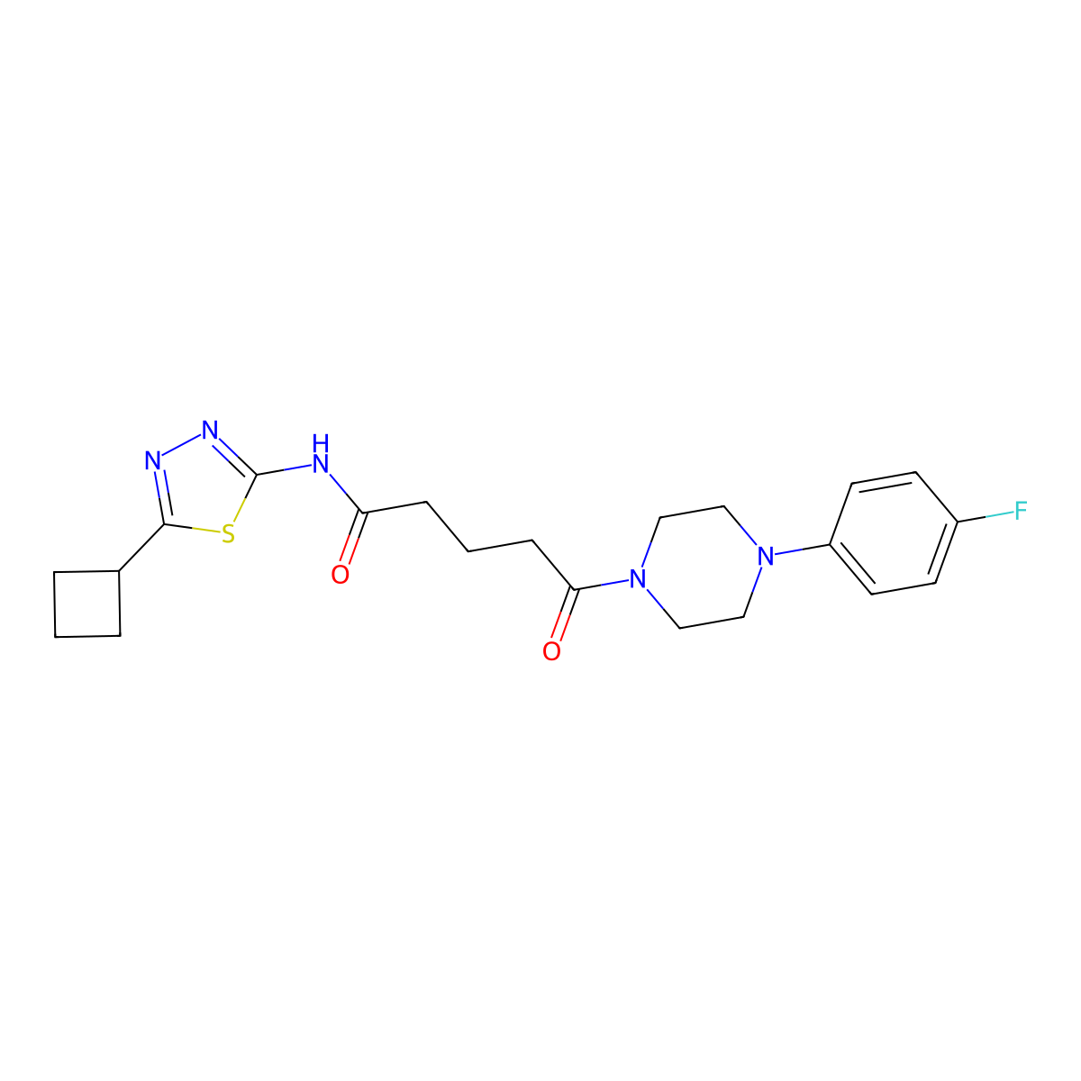 N-[(2Z)-5-cyclobutyl-1,3,4-thiadiazol-2(3H)-ylidene]-5-[4-(4-fluorophenyl)piperazin-1-yl]-5-oxopentanamide molecular structure, CAS 1282096-92-7