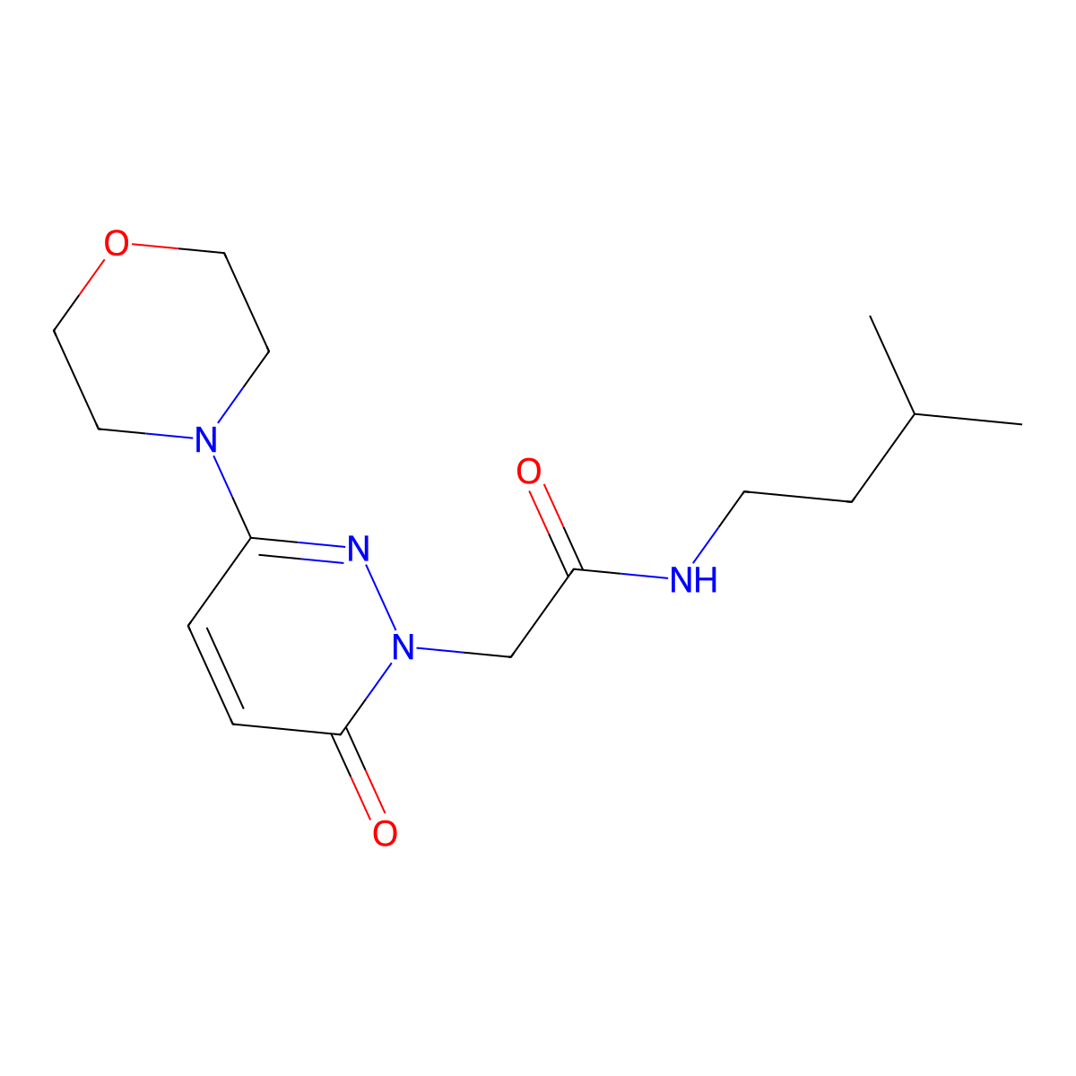 N-(3-methylbutyl)-2-[3-(morpholin-4-yl)-6-oxopyridazin-1(6H)-yl]acetamide molecular structure, CAS 1282096-97-2