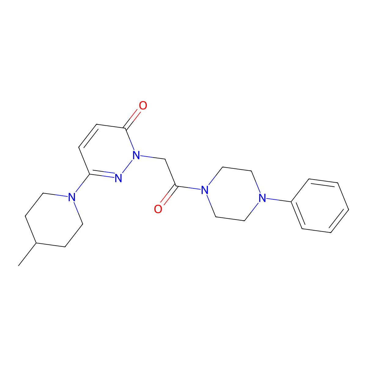 6-(4-methylpiperidin-1-yl)-2-(2-oxo-2-(4-phenylpiperazin-1-yl)ethyl)pyridazin-3(2H)-one molecular structure, CAS 1282097-13-5