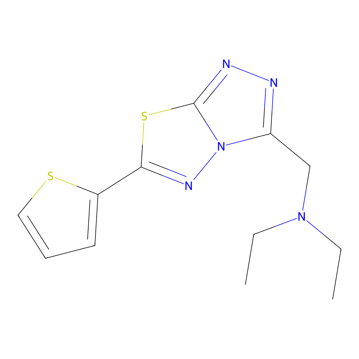 N,N-diethyl-N-{[6-(2-thienyl)[1,2,4]triazolo[3,4-b][1,3,4]thiadiazol-3-yl]methyl}amine molecular structure, CAS 1282097-38-4
