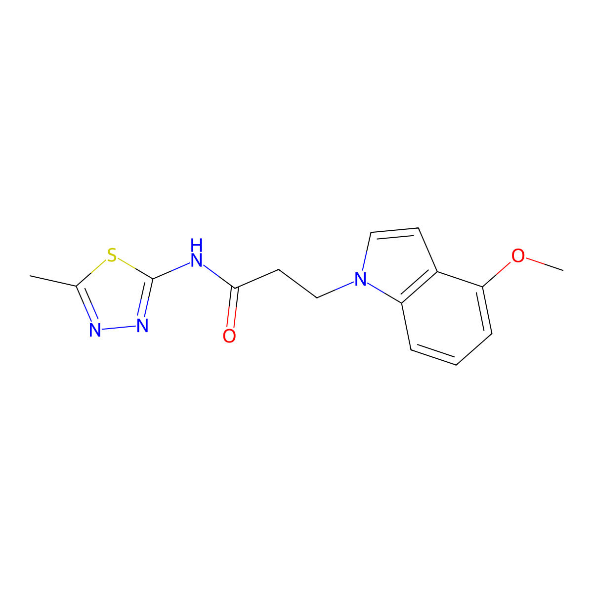 3-(4-methoxy-1H-indol-1-yl)-N-(5-methyl-1,3,4-thiadiazol-2-yl)propanamide molecular structure, CAS 1282097-43-1