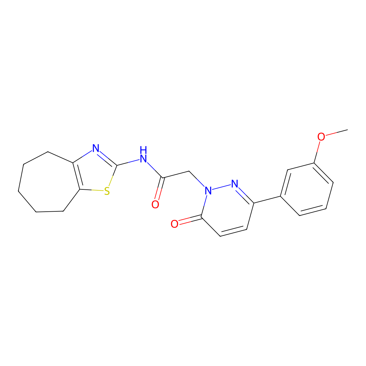 N-[(2Z)-3,4,5,6,7,8-hexahydro-2H-cyclohepta[d][1,3]thiazol-2-ylidene]-2-[3-(3-methoxyphenyl)-6-oxopyridazin-1(6H)-yl]acetamide molecular structure, CAS 1282098-06-9
