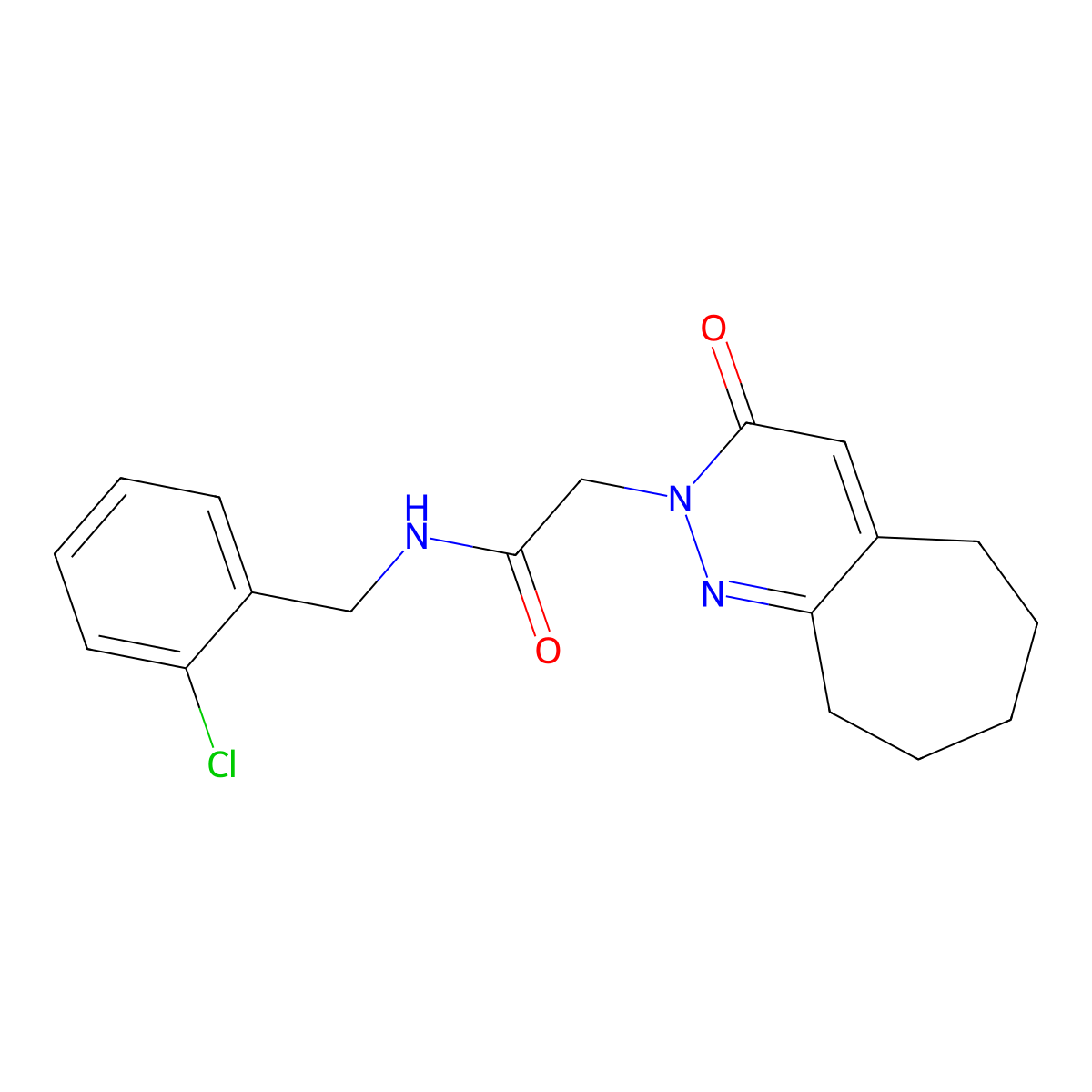 N-(2-chlorobenzyl)-2-(3-oxo-3,5,6,7,8,9-hexahydro-2H-cyclohepta[c]pyridazin-2-yl)acetamide molecular structure, CAS 1282098-13-8