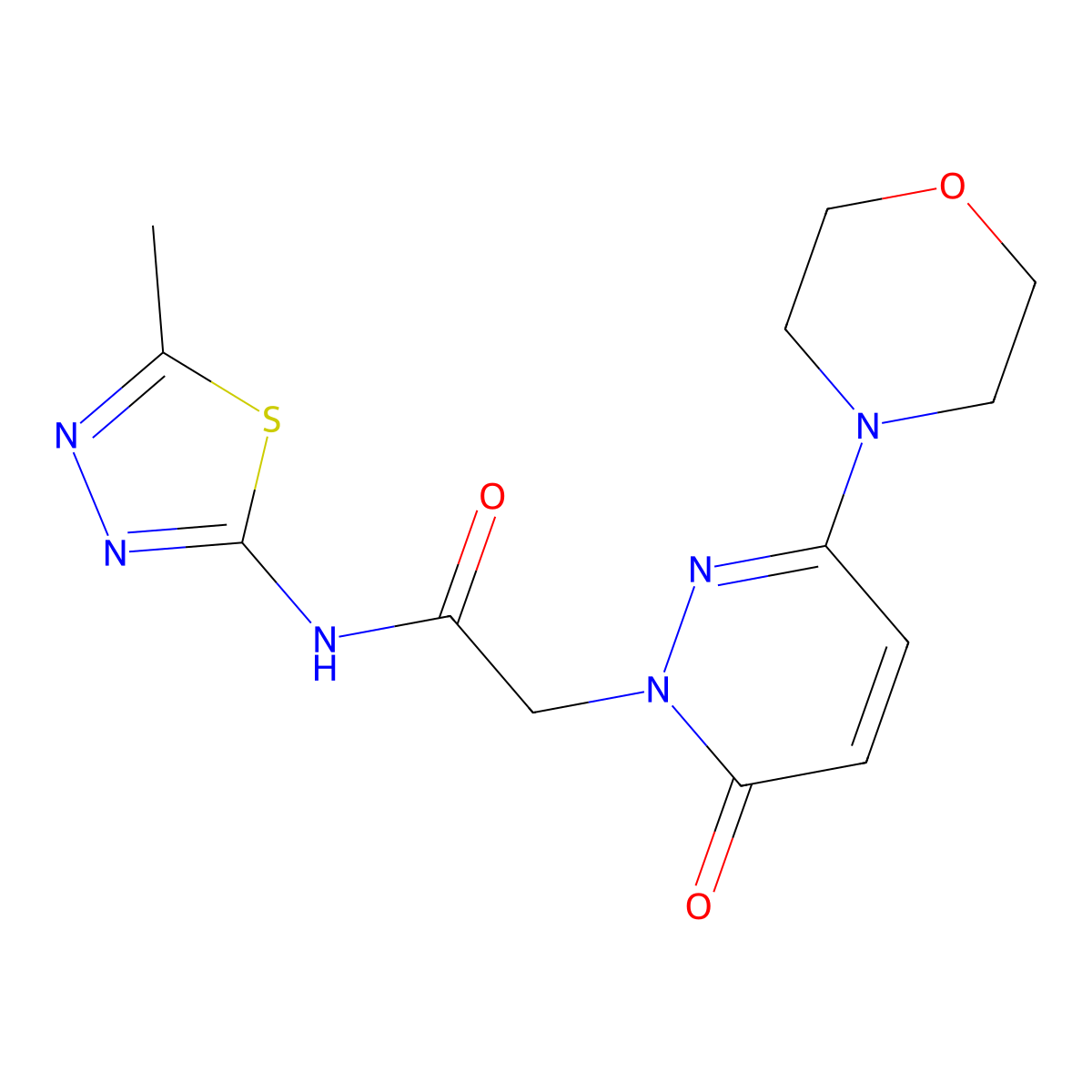 N-[(2E)-5-methyl-1,3,4-thiadiazol-2(3H)-ylidene]-2-[3-(morpholin-4-yl)-6-oxopyridazin-1(6H)-yl]acetamide molecular structure, CAS 1282098-18-3