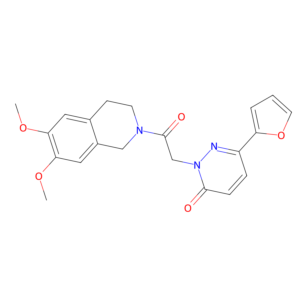 2-(2-(6,7-dimethoxy-3,4-dihydroisoquinolin-2(1H)-yl)-2-oxoethyl)-6-(furan-2-yl)pyridazin-3(2H)-one molecular structure, CAS 1282098-48-9