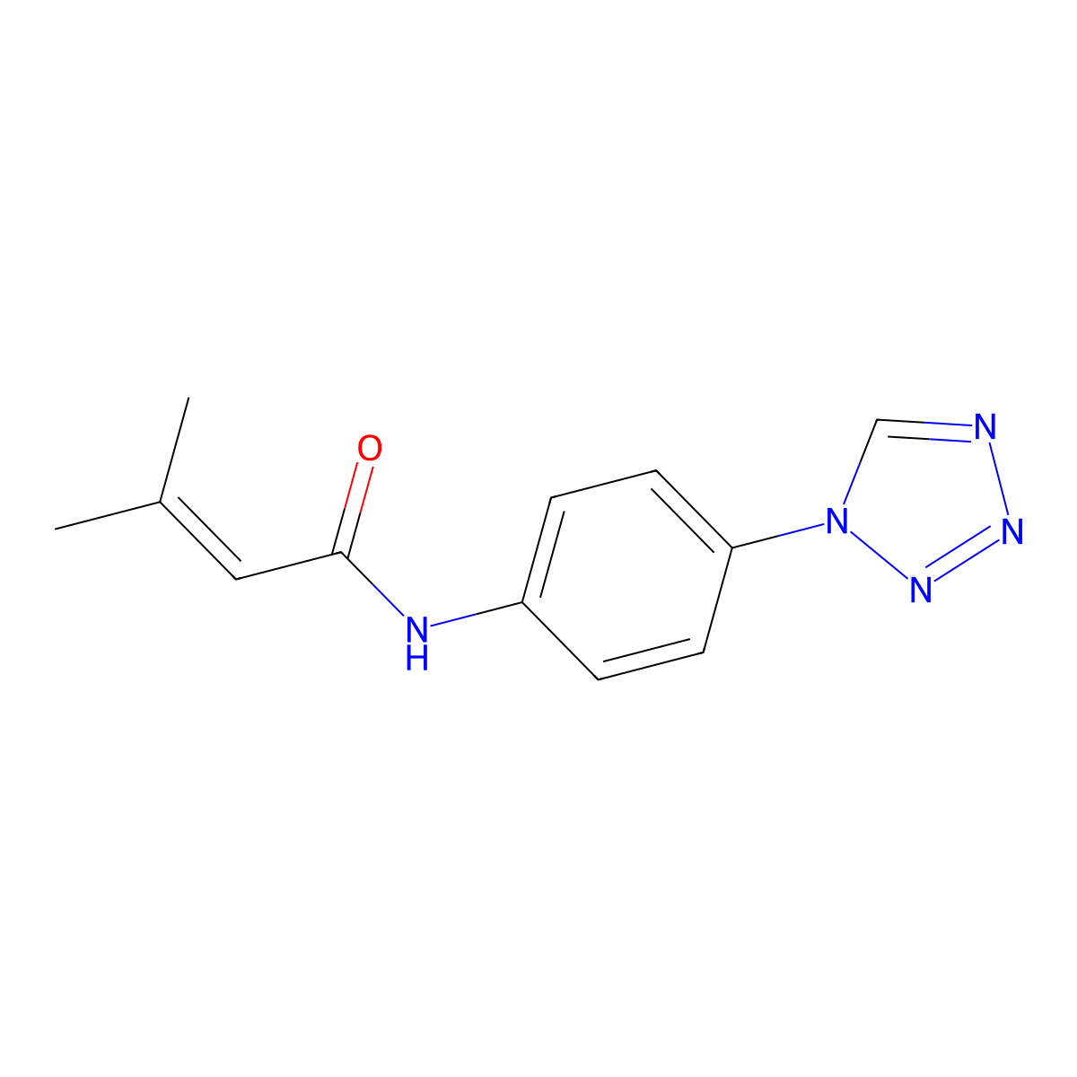 3-methyl-N-[4-(1H-tetrazol-1-yl)phenyl]but-2-enamide molecular structure, CAS 1282098-54-7