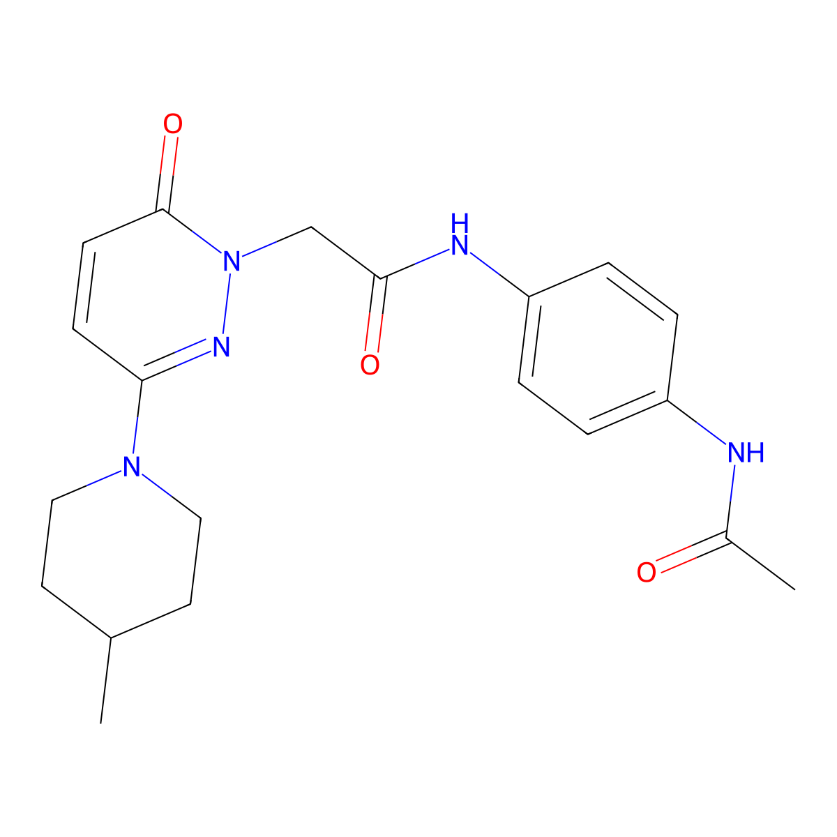 N-[4-(acetylamino)phenyl]-2-[3-(4-methylpiperidin-1-yl)-6-oxopyridazin-1(6H)-yl]acetamide molecular structure, CAS 1282098-56-9