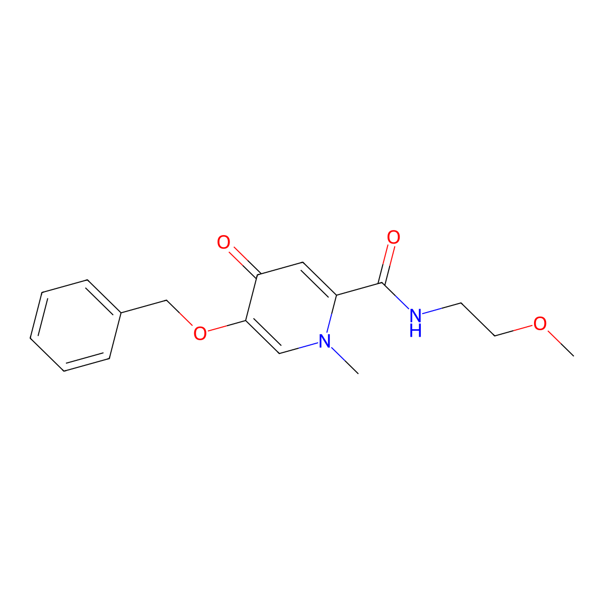 5-(benzyloxy)-N-(2-methoxyethyl)-1-methyl-4-oxo-1,4-dihydropyridine-2-carboxamide molecular structure, CAS 1282098-59-2