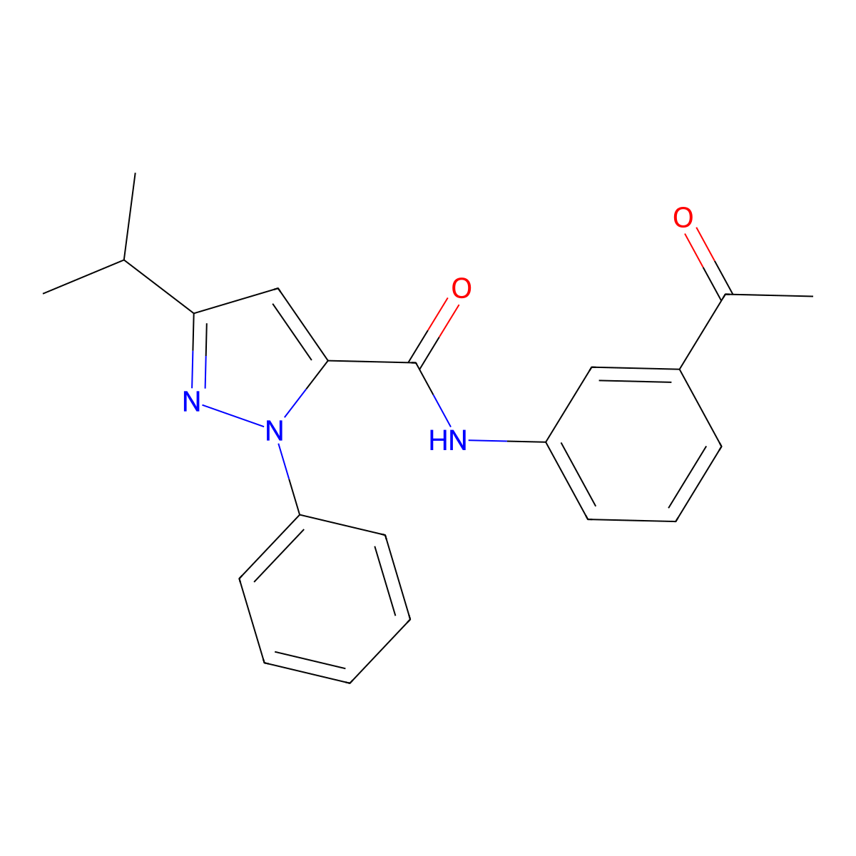N-(3-acetylphenyl)-1-phenyl-3-(propan-2-yl)-1H-pyrazole-5-carboxamide molecular structure, CAS 1282098-61-6