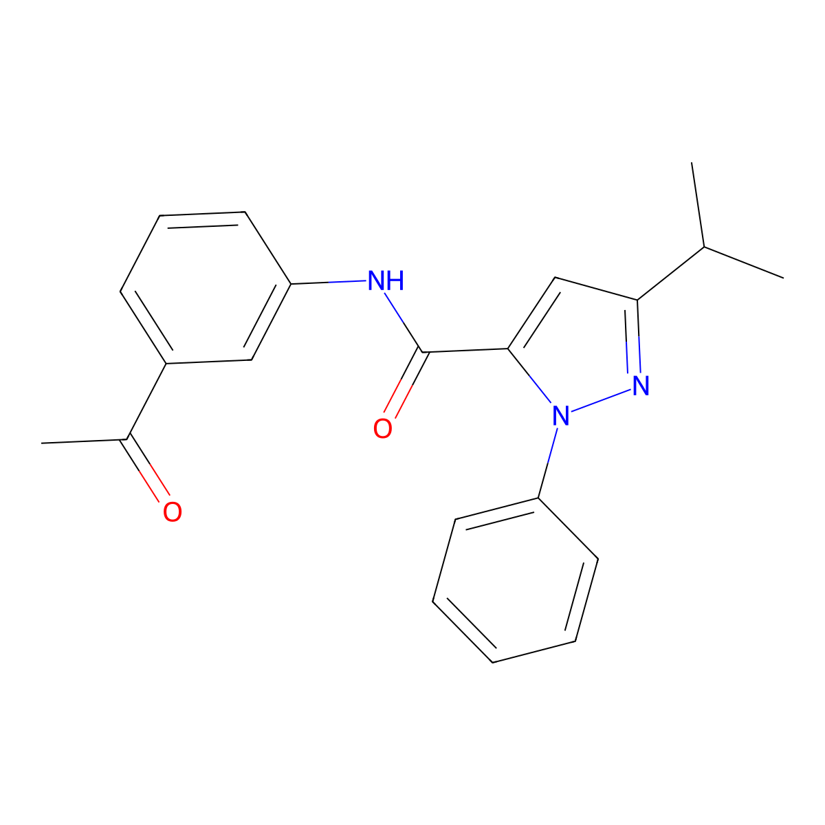 N-(3-acetylphenyl)-1-phenyl-3-(propan-2-yl)-1H-pyrazole-5-carboxamide molecular structure, CAS 1282098-61-6
