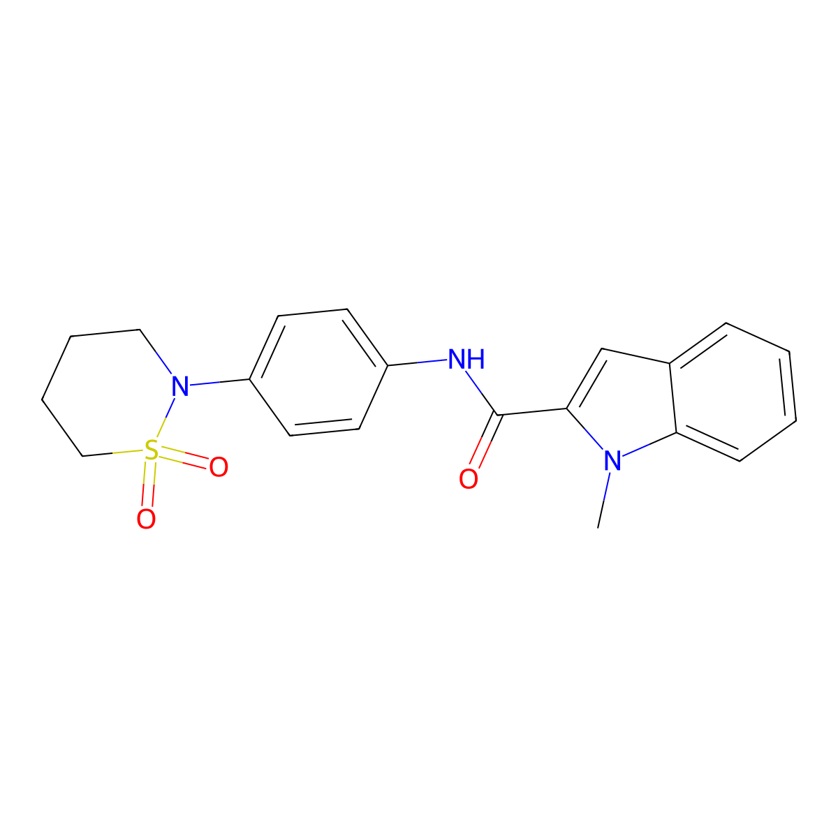 N-[4-(1,1-dioxido-1,2-thiazinan-2-yl)phenyl]-1-methyl-1H-indole-2-carboxamide molecular structure, CAS 1282098-78-5