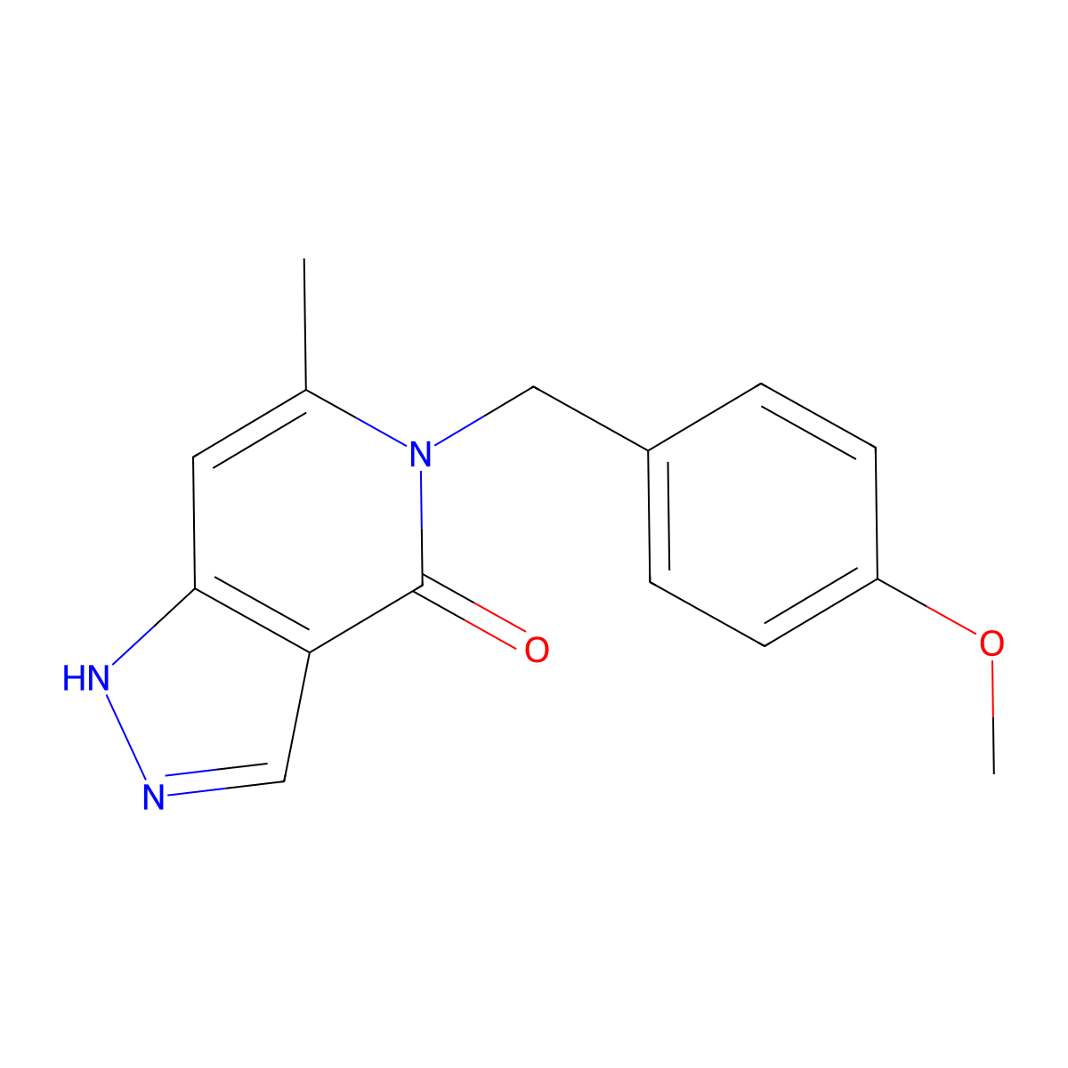 5-(4-methoxybenzyl)-6-methyl-1,5-dihydro-4H-pyrazolo[4,3-c]pyridin-4-one molecular structure, CAS 1282098-95-6