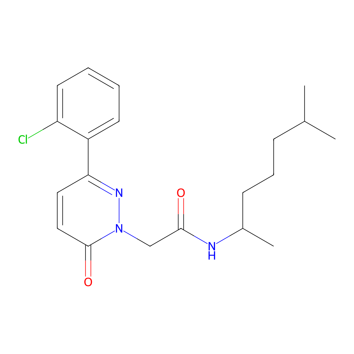 2-(3-(2-chlorophenyl)-6-oxopyridazin-1(6H)-yl)-N-(6-methylheptan-2-yl)acetamide molecular structure, CAS 1282098-98-9