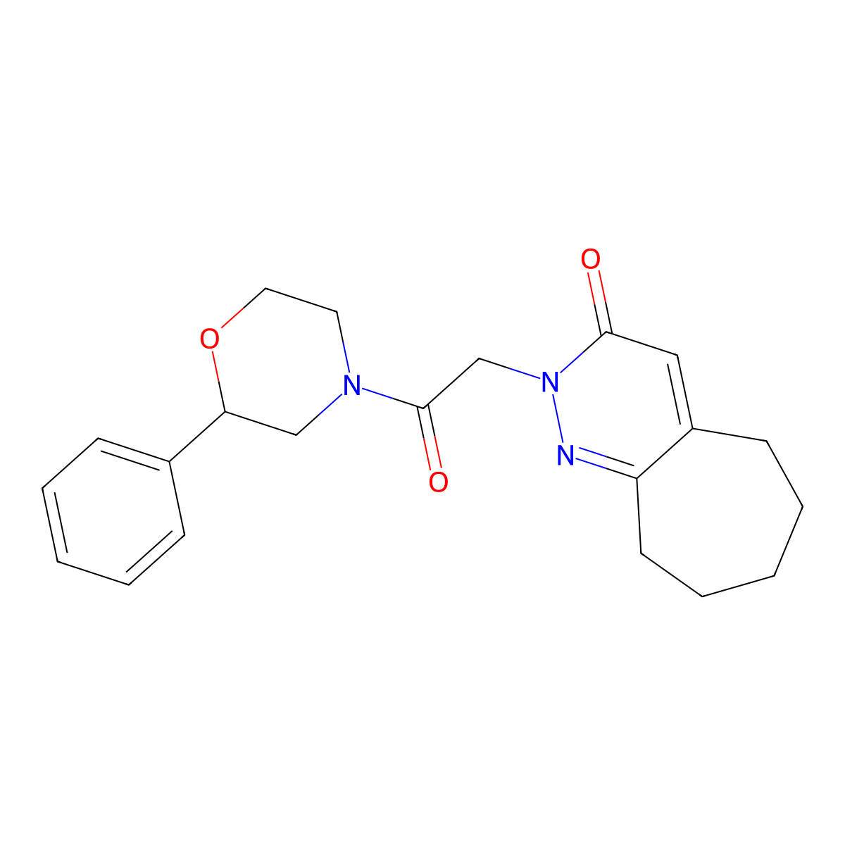 2-[2-oxo-2-(2-phenylmorpholino)ethyl]-2,5,6,7,8,9-hexahydro-3H-cyclohepta[c]pyridazin-3-one molecular structure, CAS 1282098-99-0