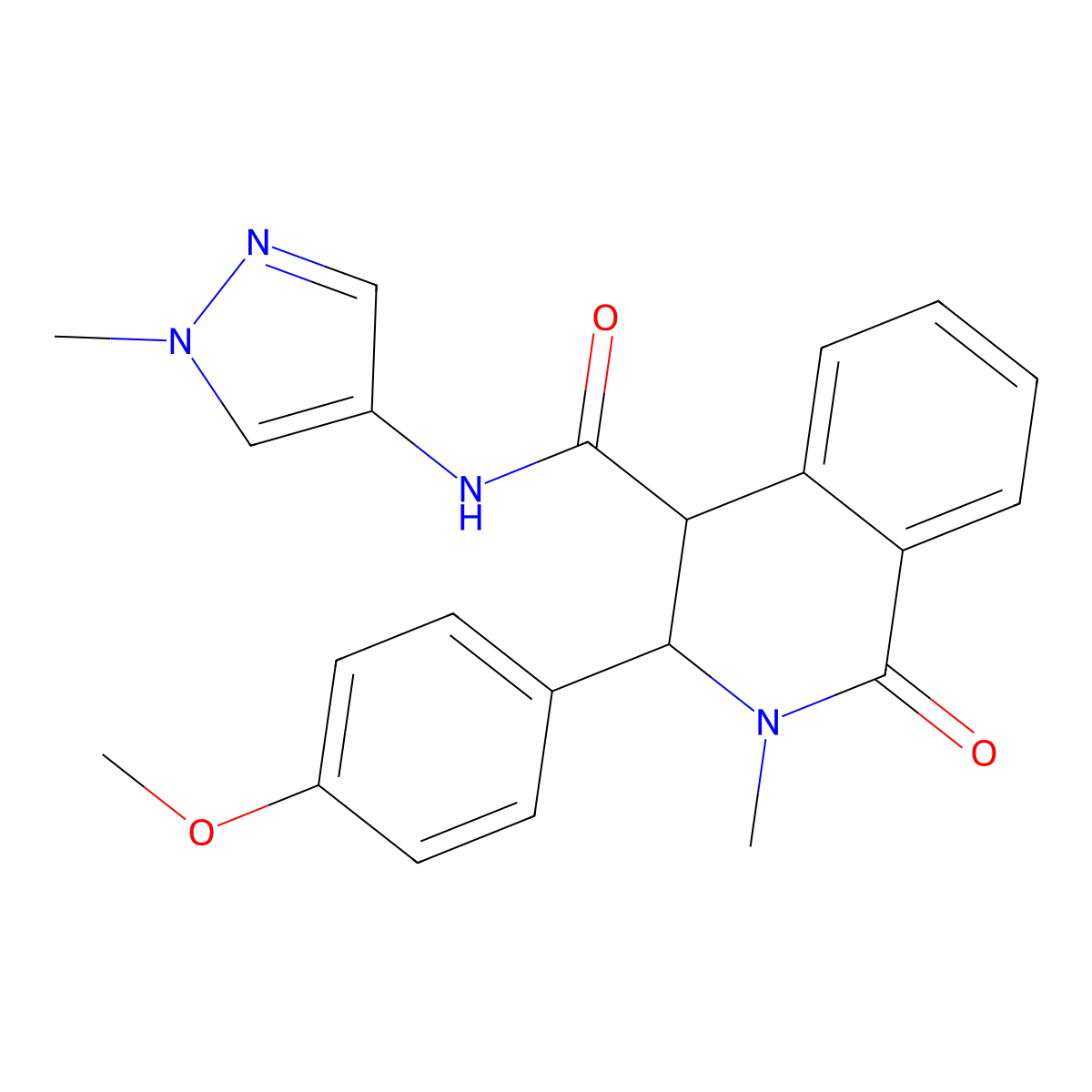 3-(4-methoxyphenyl)-2-methyl-N-(1-methyl-1H-pyrazol-4-yl)-1-oxo-1,2,3,4-tetrahydroisoquinoline-4-carboxamide molecular structure, CAS 1282099-02-8