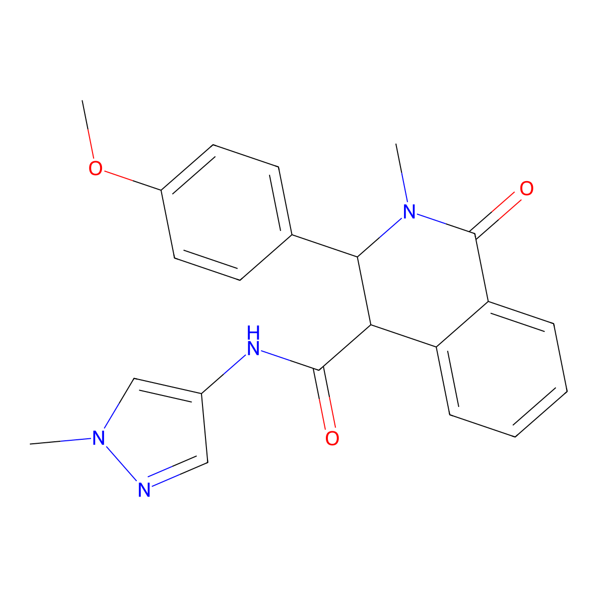 3-(4-methoxyphenyl)-2-methyl-N-(1-methyl-1H-pyrazol-4-yl)-1-oxo-1,2,3,4-tetrahydroisoquinoline-4-carboxamide molecular structure, CAS 1282099-02-8