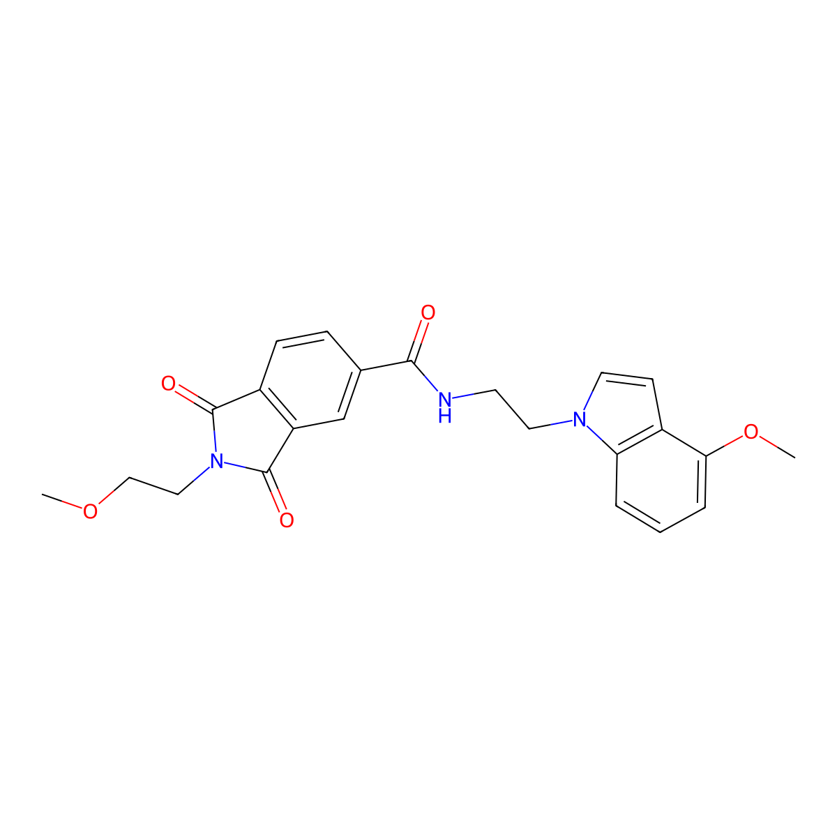 2-(2-methoxyethyl)-N-[2-(4-methoxy-1H-indol-1-yl)ethyl]-1,3-dioxo-2,3-dihydro-1H-isoindole-5-carboxamide molecular structure, CAS 1282099-18-6