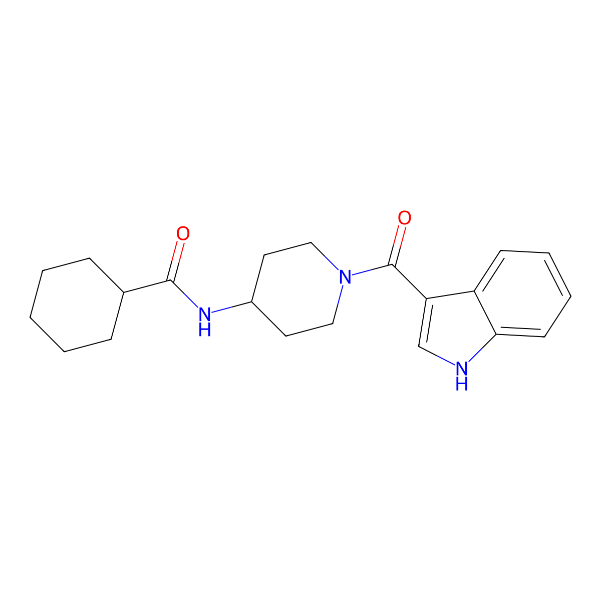 N-[1-(1H-indol-3-ylcarbonyl)piperidin-4-yl]cyclohexanecarboxamide molecular structure, CAS 1282099-27-7