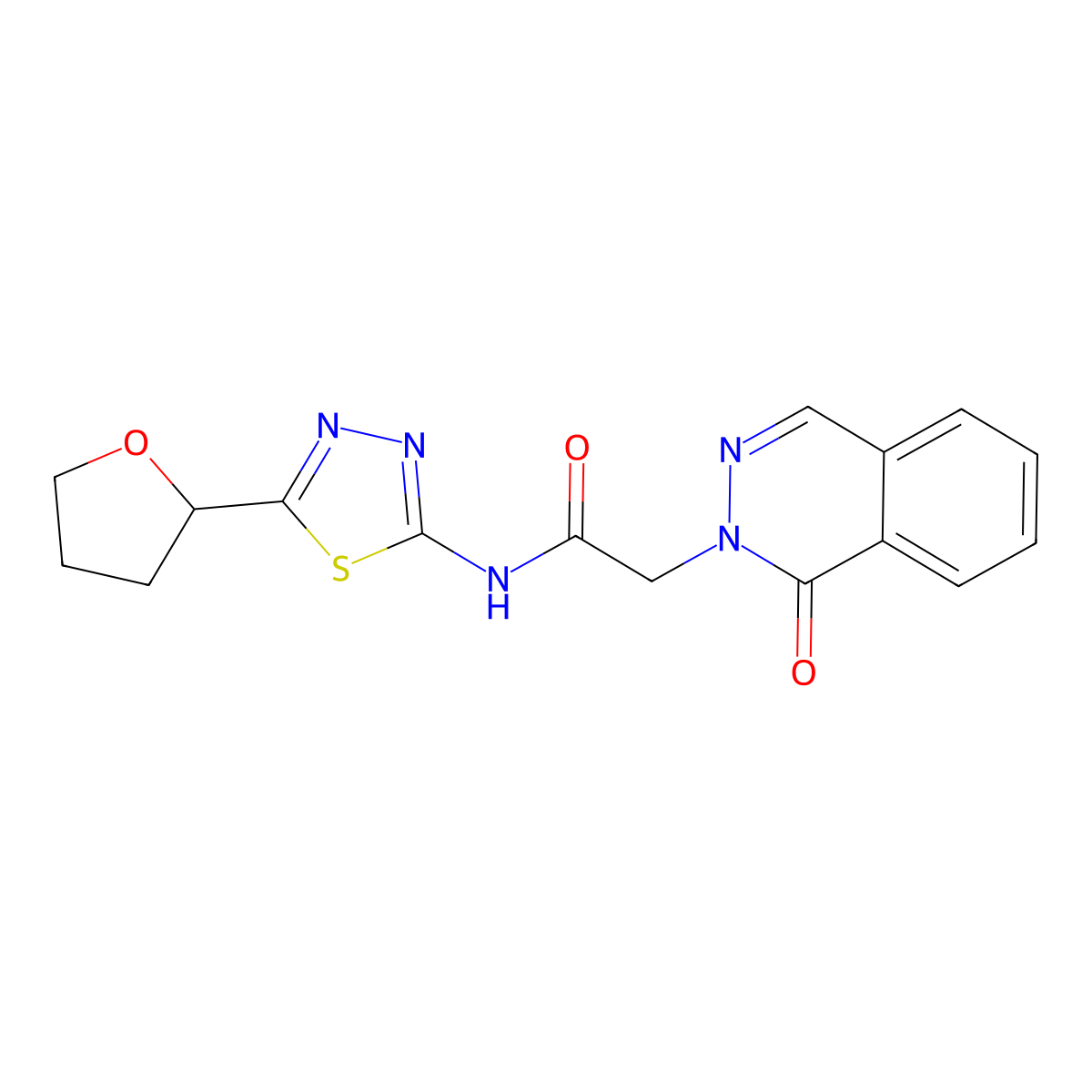 2-(1-oxophthalazin-2(1H)-yl)-N-[(2Z)-5-(tetrahydrofuran-2-yl)-1,3,4-thiadiazol-2(3H)-ylidene]acetamide molecular structure, CAS 1282099-30-2