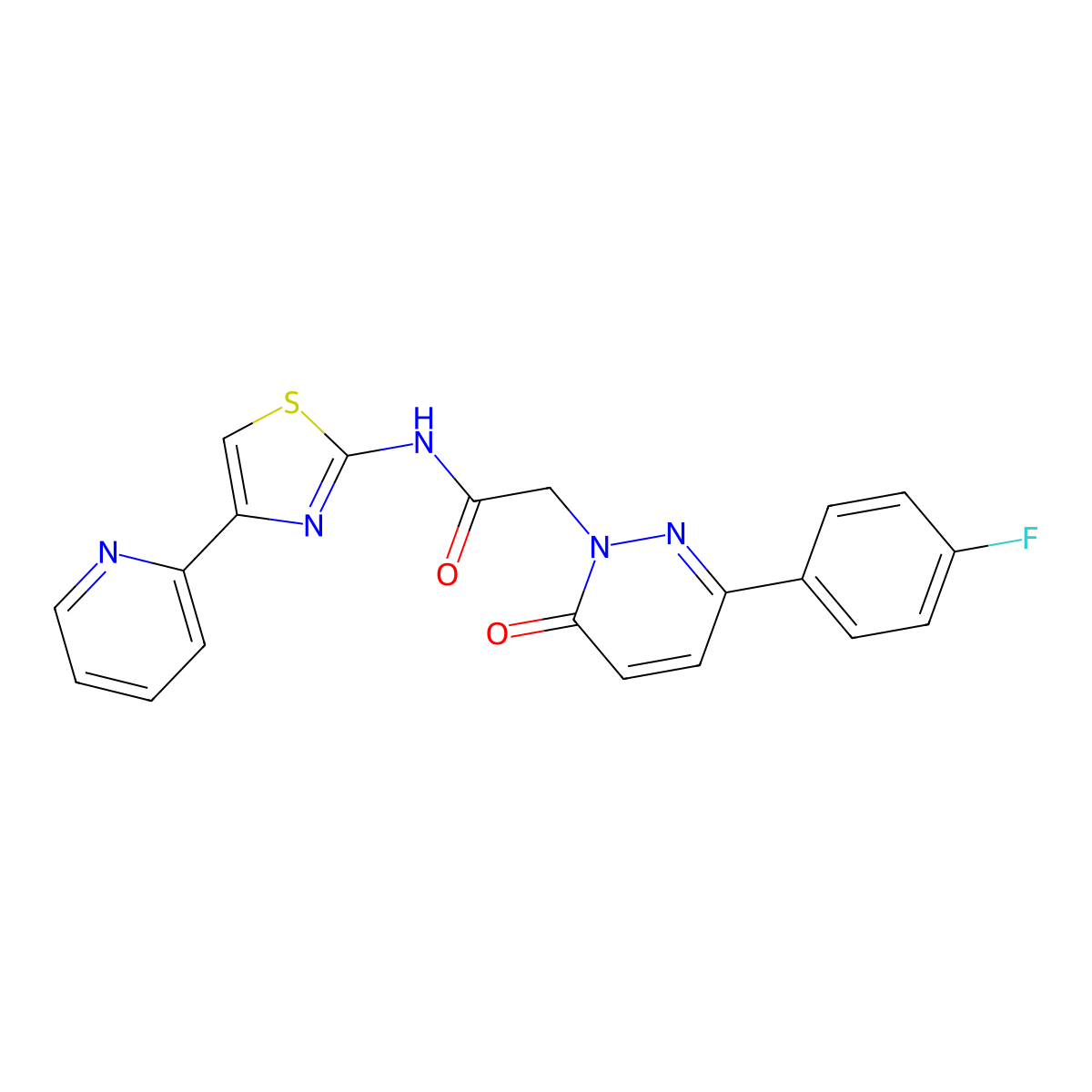 2-[3-(4-fluorophenyl)-6-oxopyridazin-1(6H)-yl]-N-[(2Z)-4-(pyridin-2-yl)-1,3-thiazol-2(3H)-ylidene]acetamide molecular structure, CAS 1282099-46-0