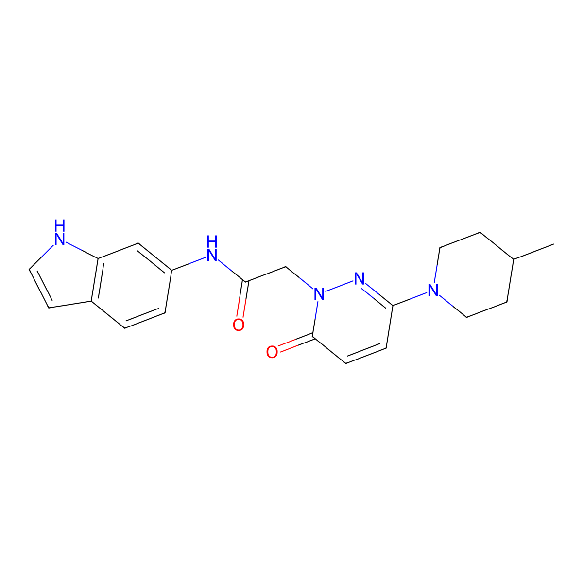 N-(1H-indol-6-yl)-2-(3-(4-methylpiperidin-1-yl)-6-oxopyridazin-1(6H)-yl)acetamide molecular structure, CAS 1282099-54-0