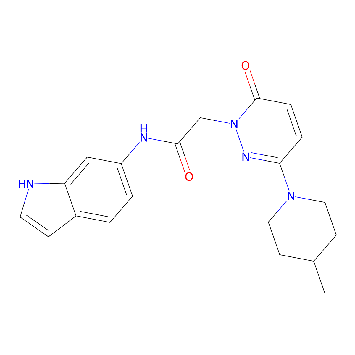 N-(1H-indol-6-yl)-2-(3-(4-methylpiperidin-1-yl)-6-oxopyridazin-1(6H)-yl)acetamide molecular structure, CAS 1282099-54-0