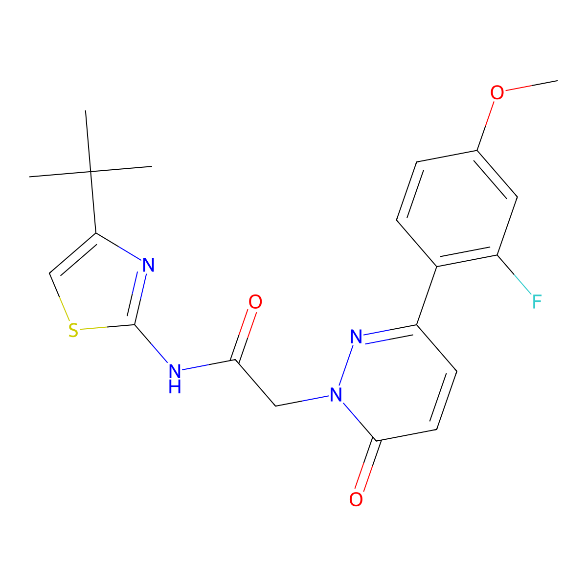 N-[(2Z)-4-tert-butyl-1,3-thiazol-2(3H)-ylidene]-2-[3-(2-fluoro-4-methoxyphenyl)-6-oxopyridazin-1(6H)-yl]acetamide molecular structure, CAS 1282099-61-9