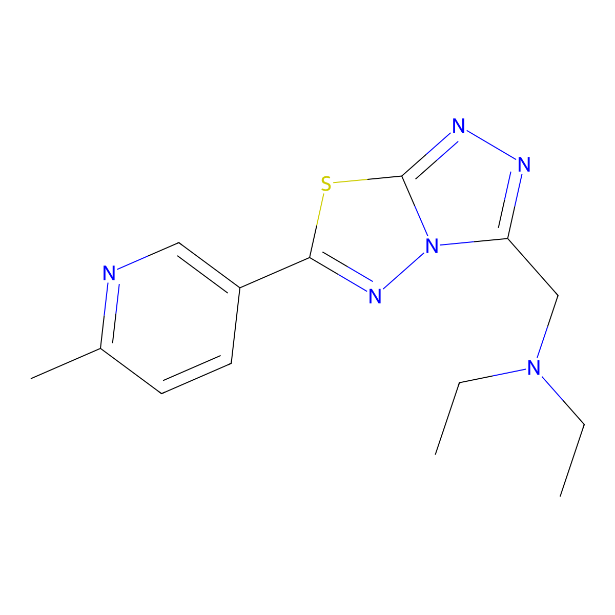 N-ethyl-N-{[6-(6-methylpyridin-3-yl)[1,2,4]triazolo[3,4-b][1,3,4]thiadiazol-3-yl]methyl}ethanamine molecular structure, CAS 1282099-69-7