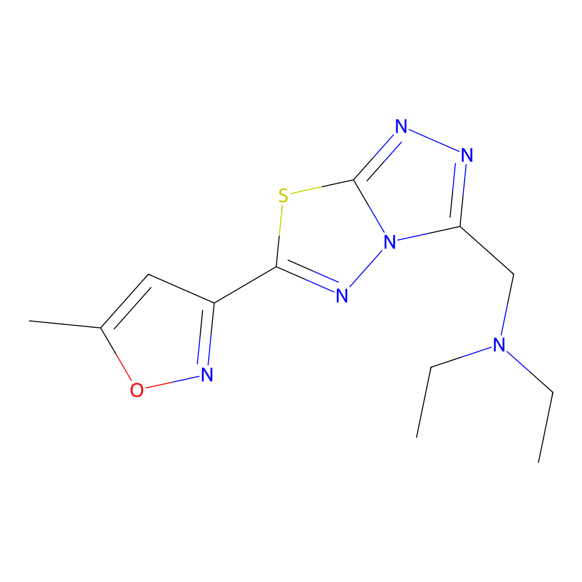 N-ethyl-N-{[6-(5-methyl-1,2-oxazol-3-yl)[1,2,4]triazolo[3,4-b][1,3,4]thiadiazol-3-yl]methyl}ethanamine molecular structure, CAS 1282099-76-6