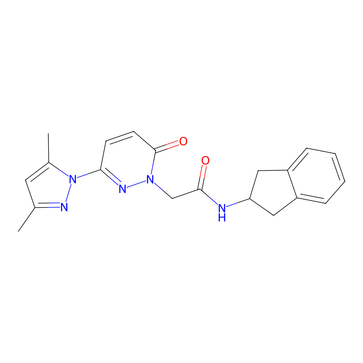 N-(2,3-dihydro-1H-inden-2-yl)-2-(3-(3,5-dimethyl-1H-pyrazol-1-yl)-6-oxopyridazin-1(6H)-yl)acetamide molecular structure, CAS 1282099-78-8
