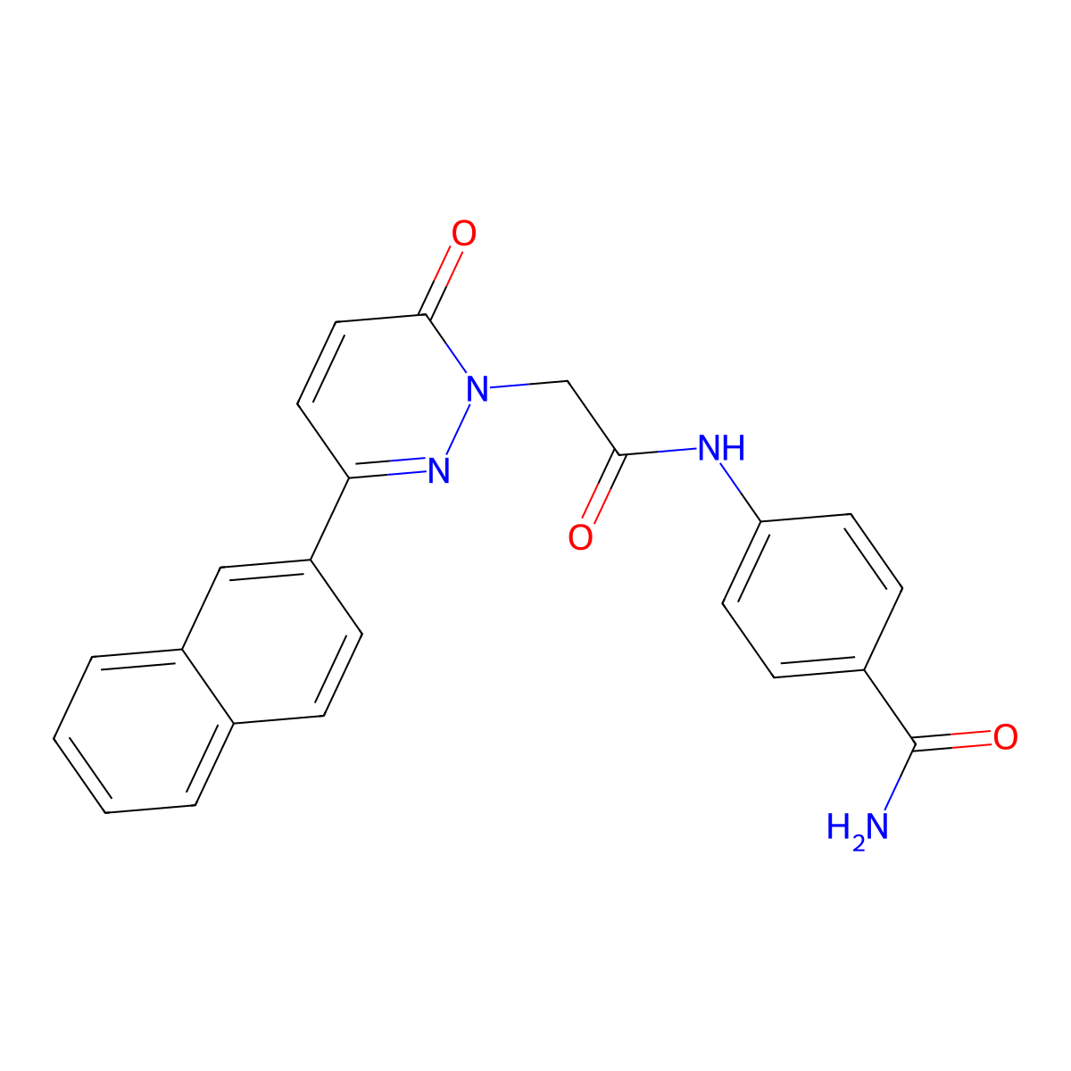 4-(2-(3-(naphthalen-2-yl)-6-oxopyridazin-1(6H)-yl)acetamido)benzamide molecular structure, CAS 1282099-86-8