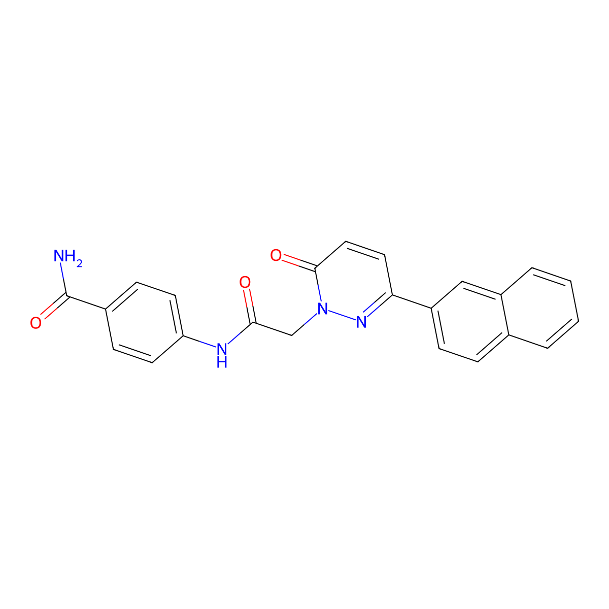 4-(2-(3-(naphthalen-2-yl)-6-oxopyridazin-1(6H)-yl)acetamido)benzamide molecular structure, CAS 1282099-86-8