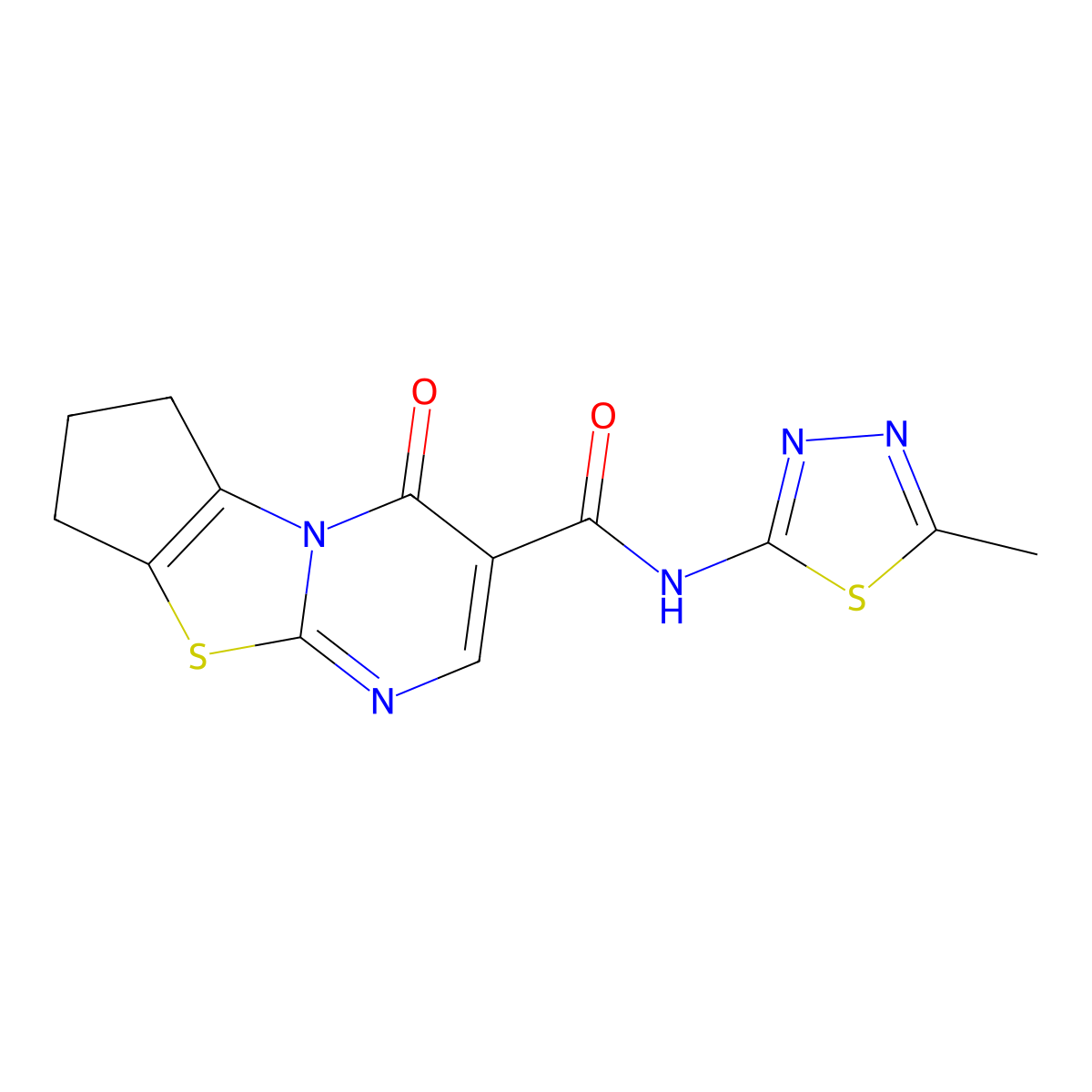 N-(5-methyl-1,3,4-thiadiazol-2-yl)-4-oxo-4,6,7,8-tetrahydrocyclopenta[4,5]thiazolo[3,2-a]pyrimidine-3-carboxamide molecular structure, CAS 1282099-94-8